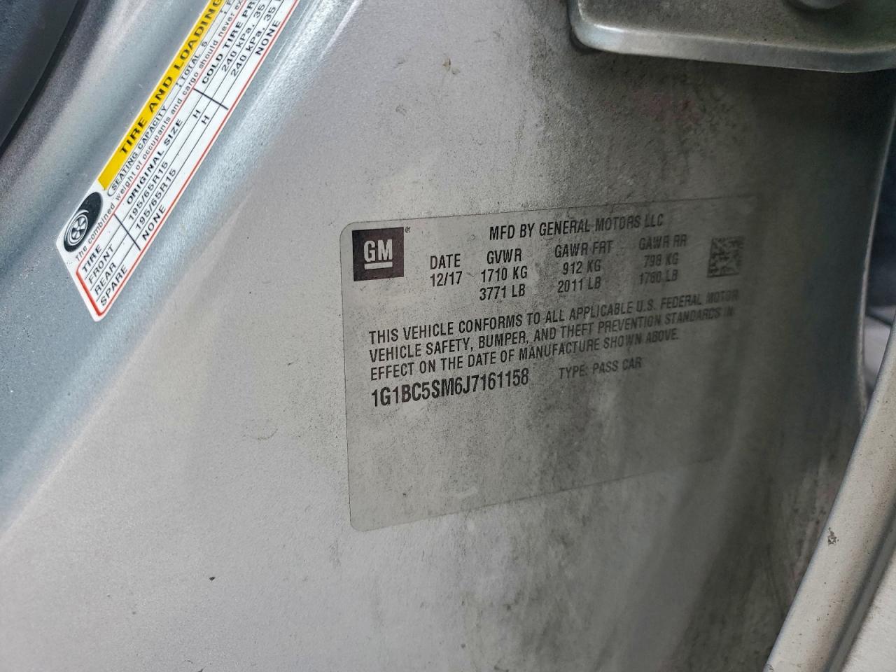 2018 Chevrolet Cruze Ls VIN: 1G1BC5SM6J7161158 Lot: 93677185