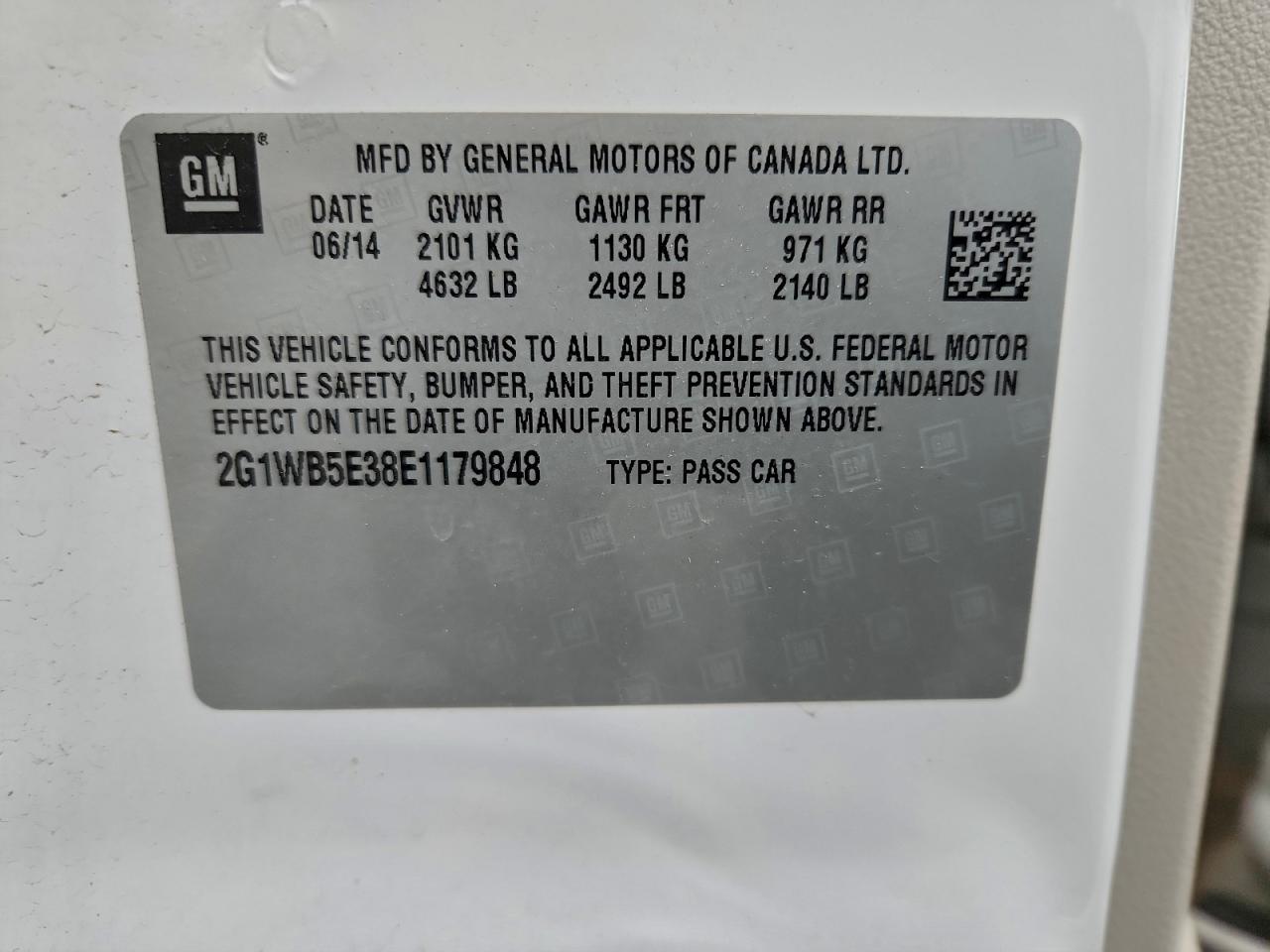 2014 Chevrolet Impala Limited Lt VIN: 2G1WB5E38E1179848 Lot: 93513935