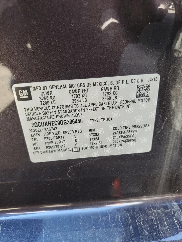 2016 Chevrolet Silverado K1500 VIN: 3GCUKNEC9GG306440 Lot: 93870545