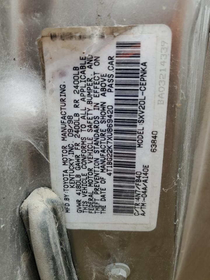 1999 Toyota Camry Ce VIN: 4T1BG22K7XU869420 Lot: 93342105