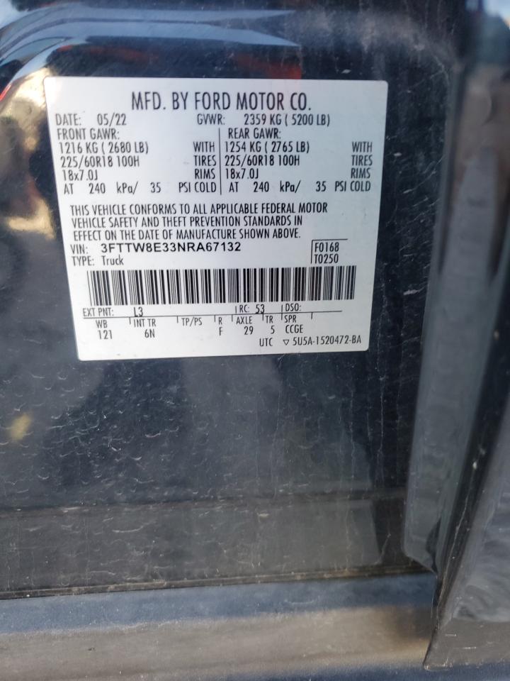 2022 Ford Maverick Xl VIN: 3FTTW8E33NRA67132 Lot: 91706715