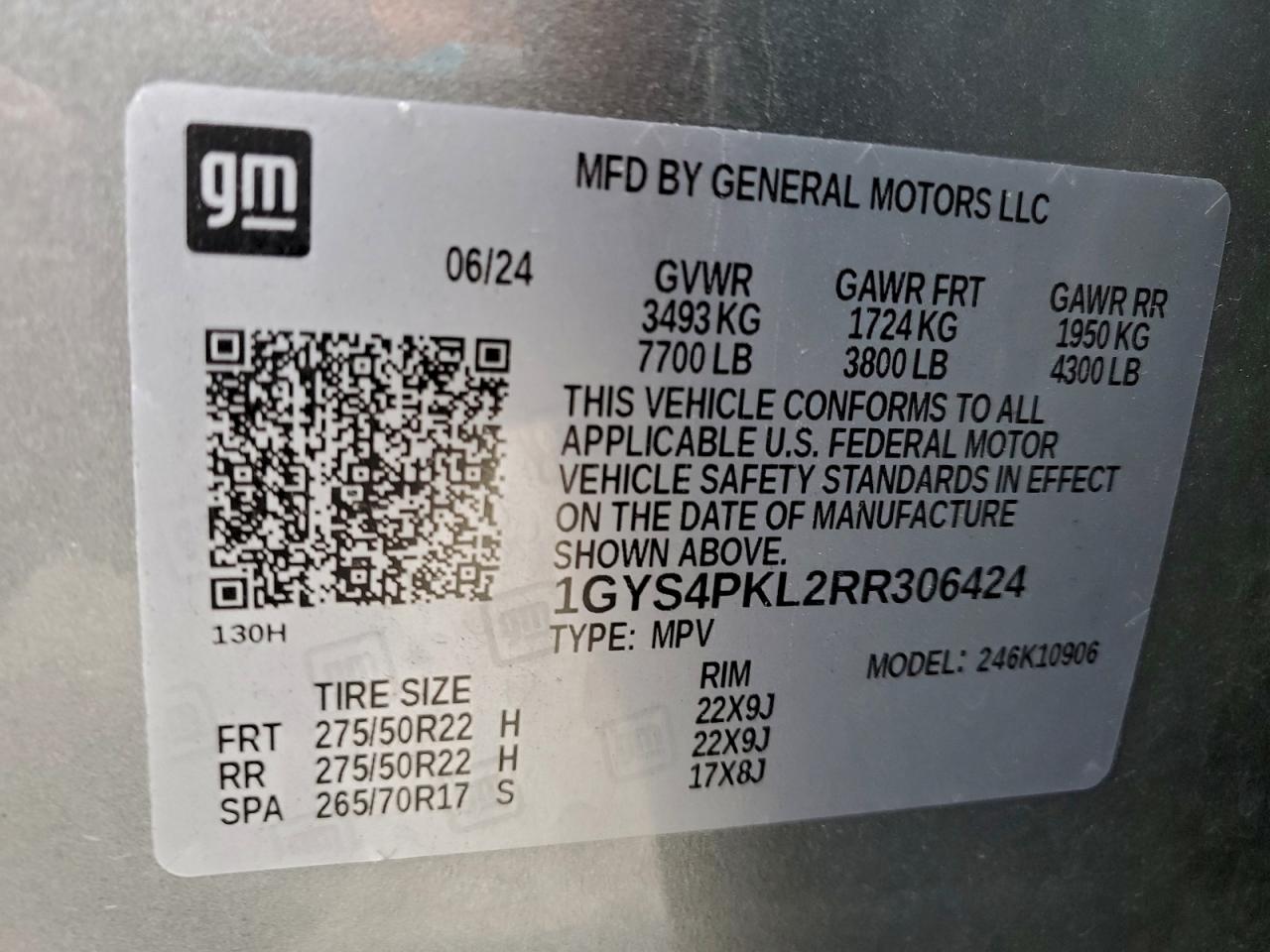 2024 Cadillac Escalade Esv Sport VIN: 1GYS4PKL2RR306424 Lot: 93748975