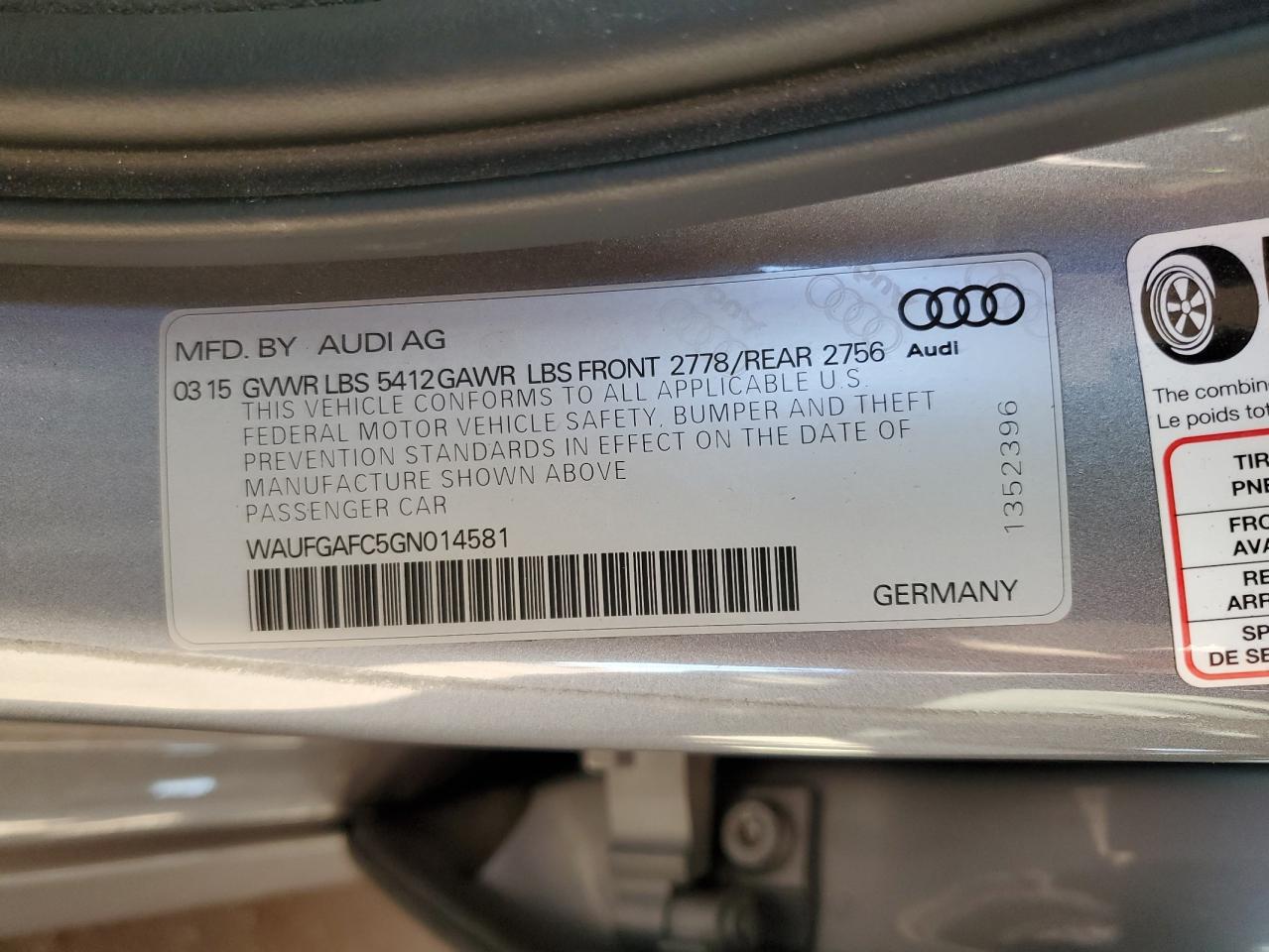 2016 Audi A6 Premium Plus VIN: WAUFGAFC5GN014581 Lot: 91796955