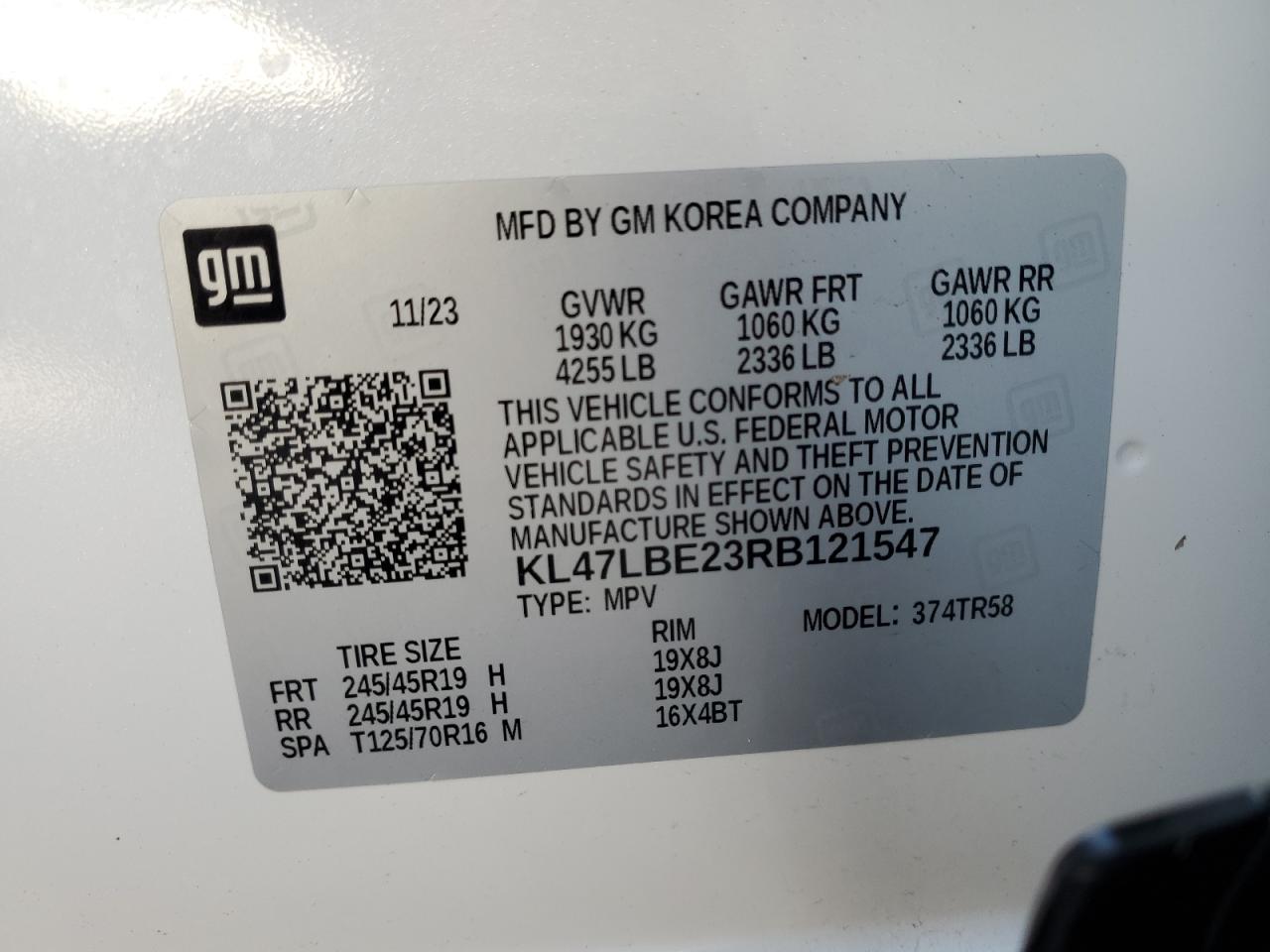 2024 Buick Envista Sport Touring VIN: KL47LBE23RB121547 Lot: 92373675