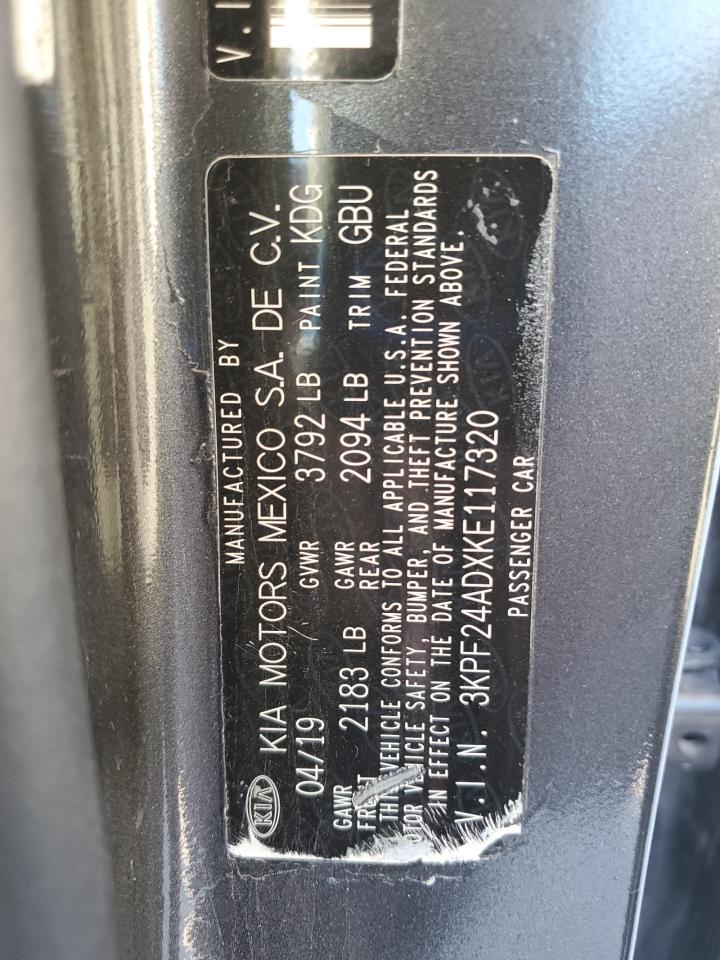 2019 Kia Forte Fe VIN: 3KPF24ADXKE117320 Lot: 91206715