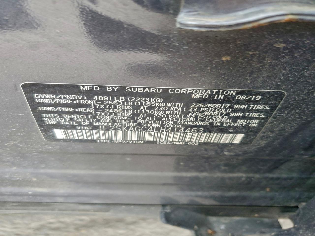 2020 Subaru Forester Premium VIN: JF2SKAGC4LH414463 Lot: 93541065