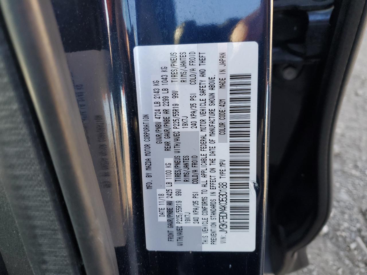 2019 Mazda Cx-5 Grand Touring VIN: JM3KFBDM4K0530188 Lot: 92473875