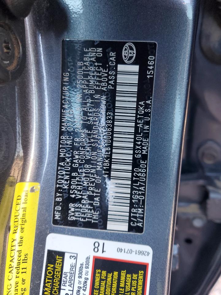 2013 Toyota Avalon Base VIN: 4T1BK1EB1DU063833 Lot: 91527735