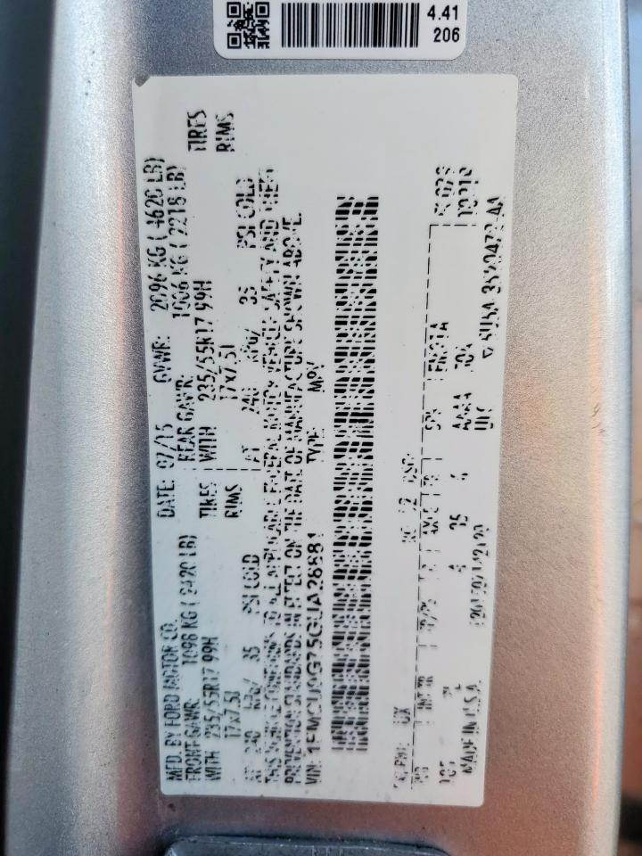 2016 Ford Escape Se VIN: 1FMCU0G75GUA28881 Lot: 91794325