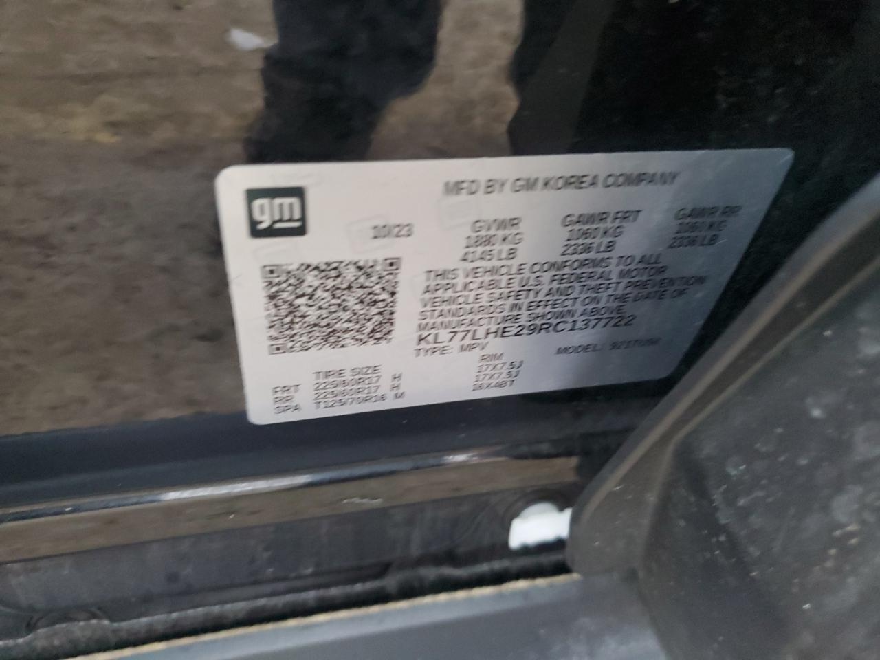 2024 Chevrolet Trax 1Lt VIN: KL77LHE29RC137722 Lot: 93511825