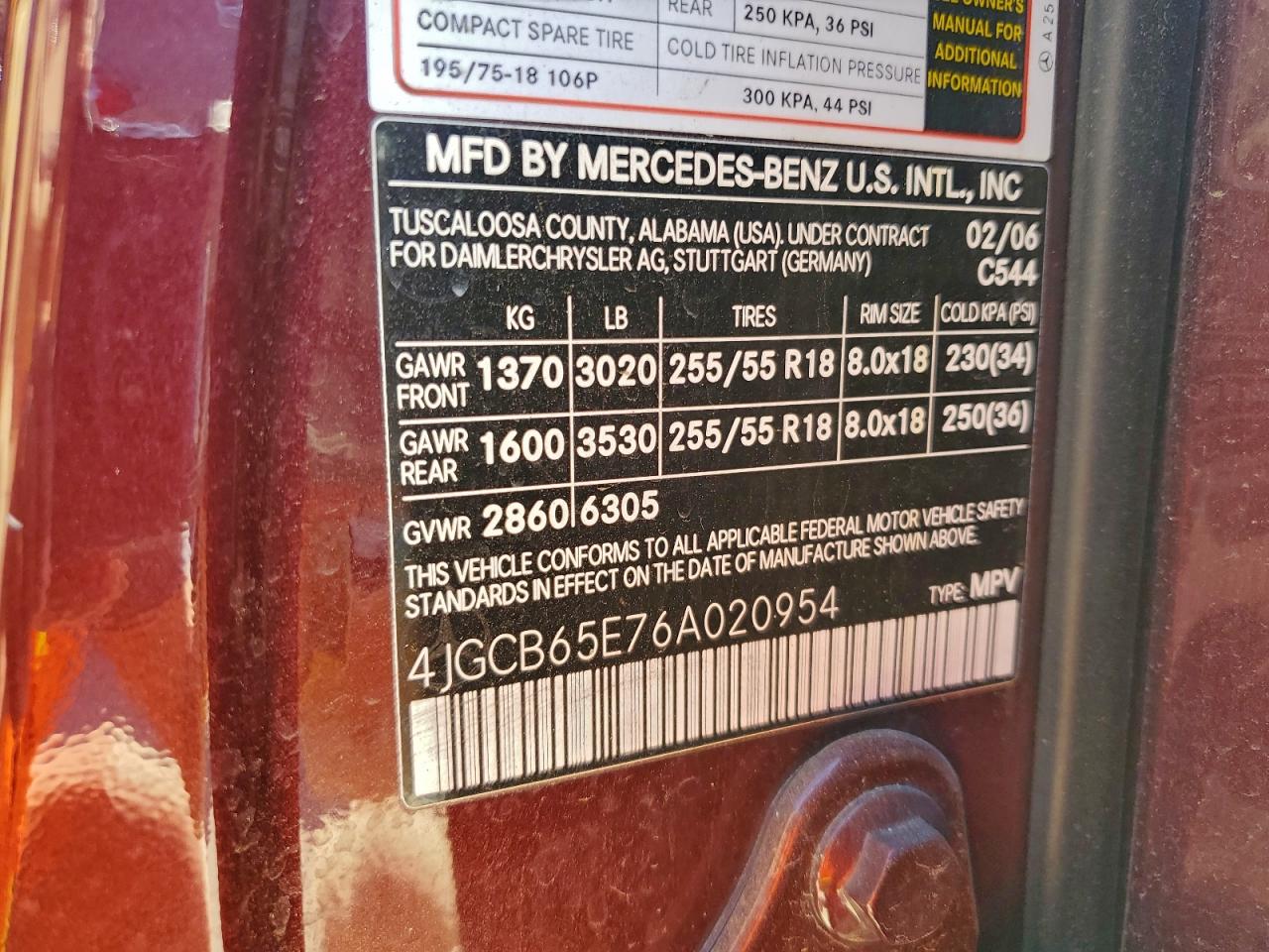 2006 Mercedes-Benz R 350 VIN: 4JGCB65E76A020954 Lot: 92701925