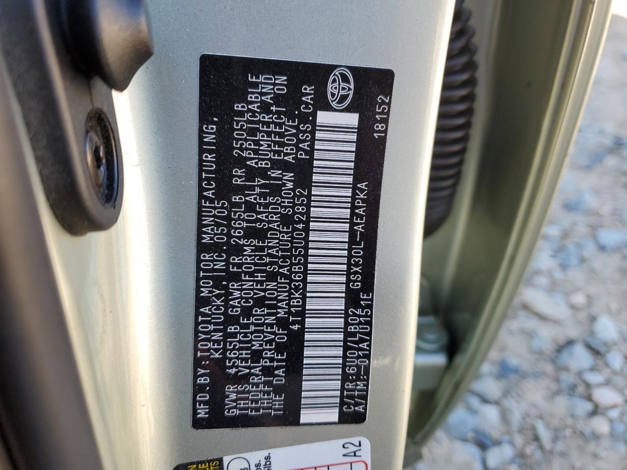 2005 Toyota Avalon Xl VIN: 4T1BK36B55U042852 Lot: 91594375