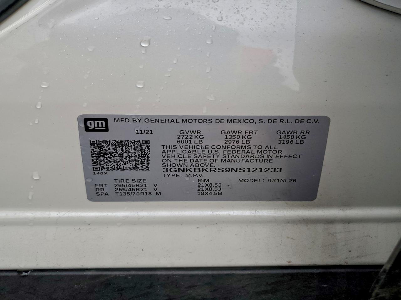 2022 Chevrolet Blazer Rs VIN: 3GNKBKRS9NS121233 Lot: 94588685