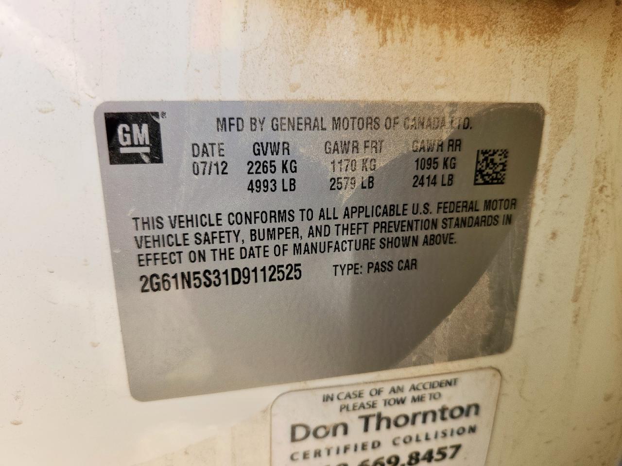 2013 Cadillac Xts VIN: 2G61N5S31D9112525 Lot: 91870075