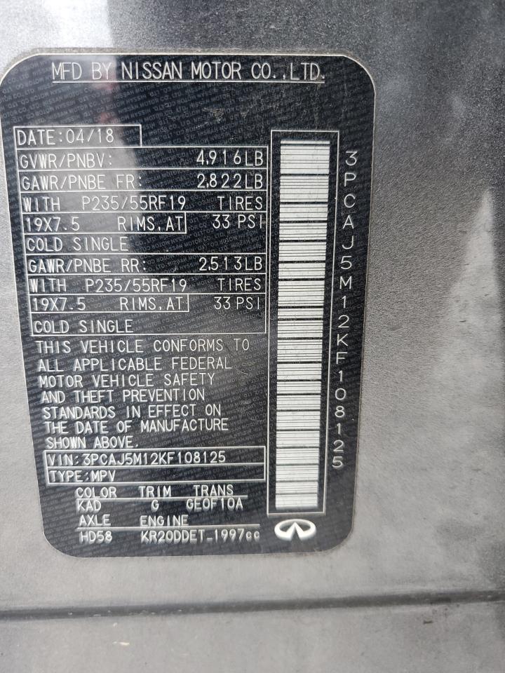 2019 Infiniti Qx50 Essential VIN: 3PCAJ5M12KF108125 Lot: 91575855