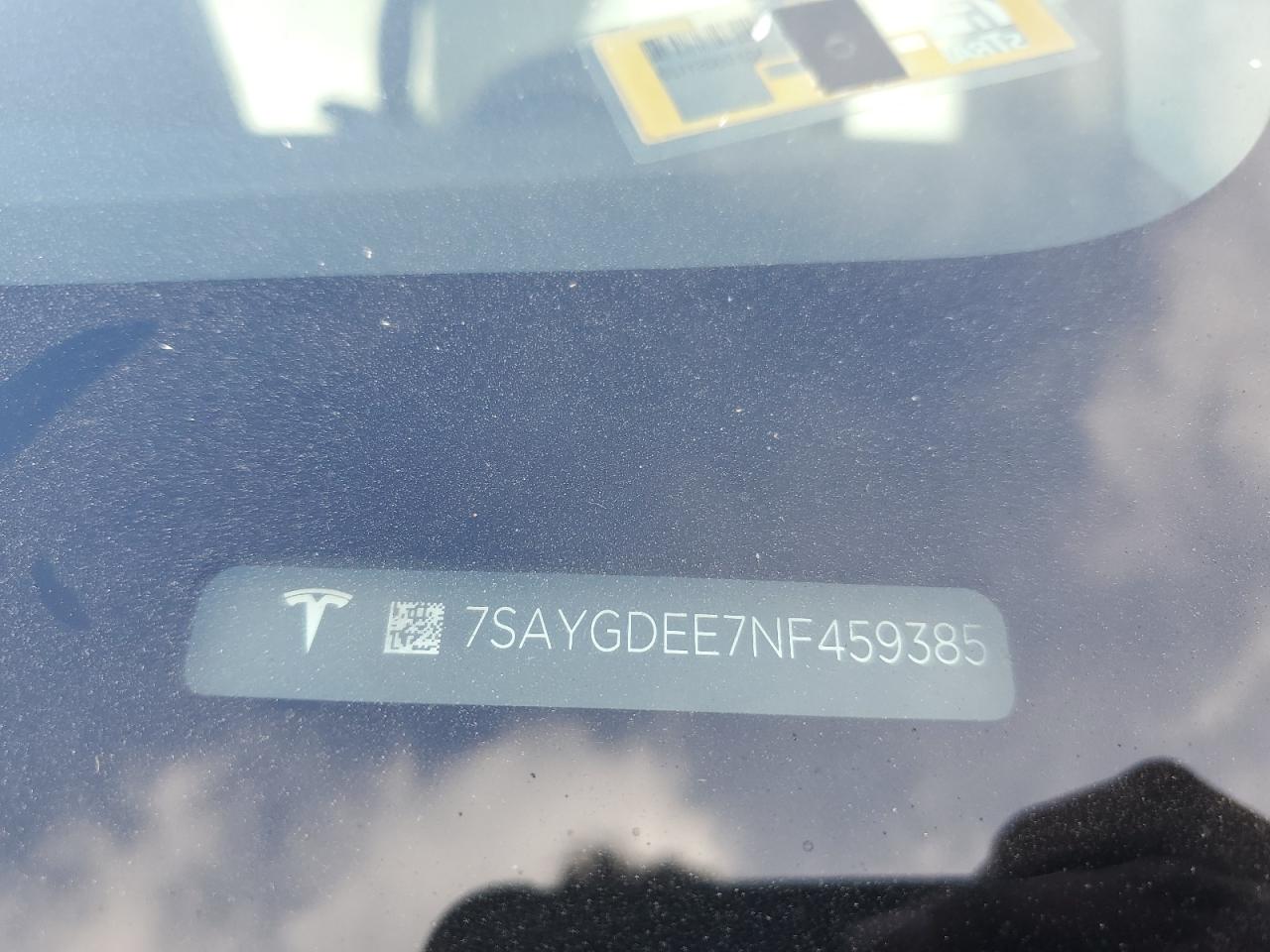 2022 Tesla Model Y VIN: 7SAYGDEE7NF459385 Lot: 91114835