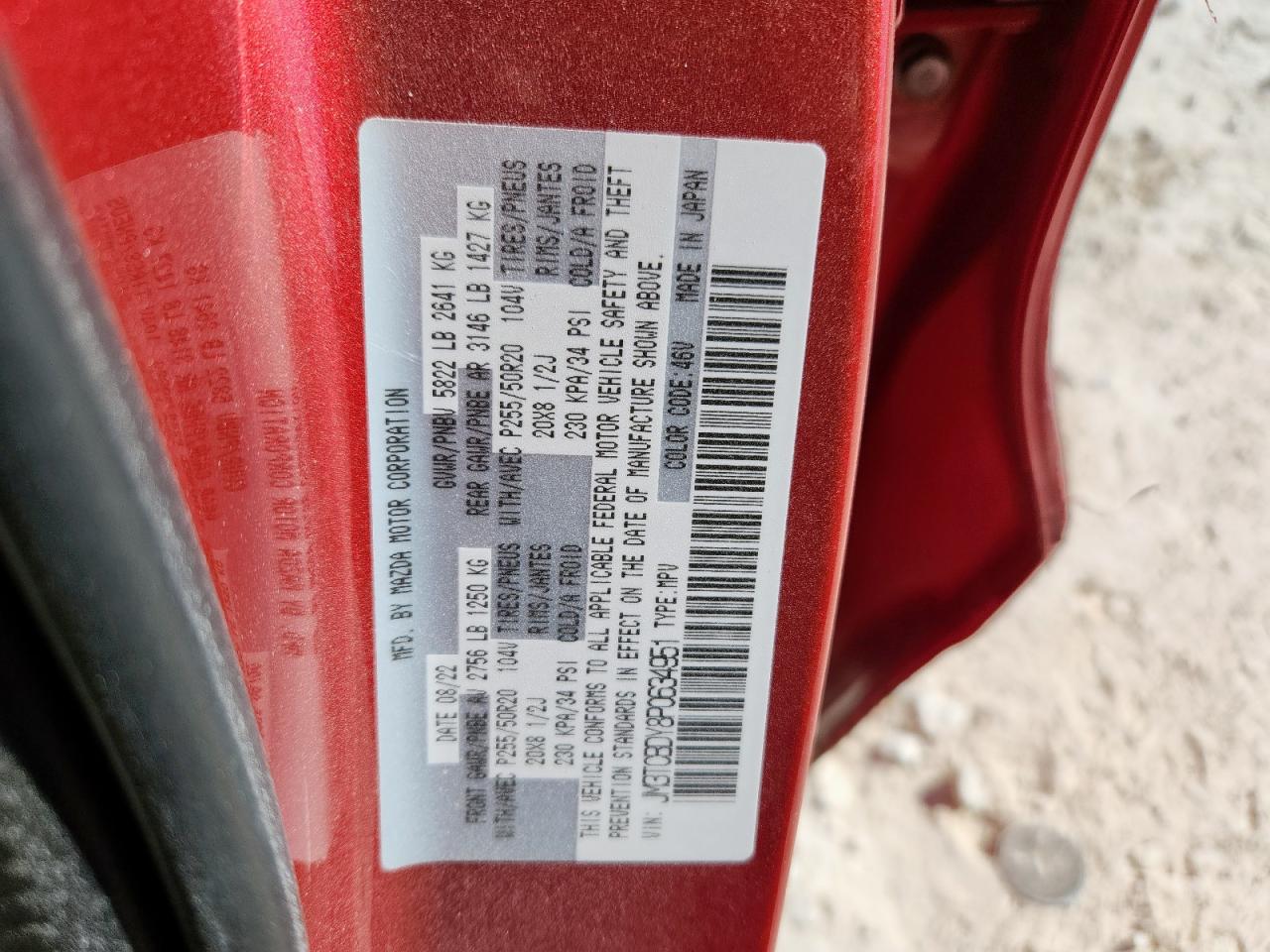 2023 Mazda Cx-9 Grand Touring VIN: JM3TCBDY8P0634951 Lot: 91929175