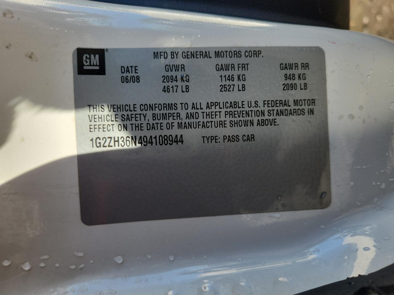 2009 Pontiac G6 Gt VIN: 1G2ZH36N494108944 Lot: 92439665