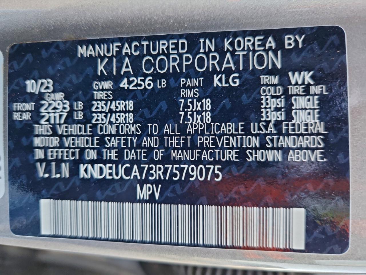 2024 Kia Seltos X Line VIN: KNDEUCA73R7579075 Lot: 93994775