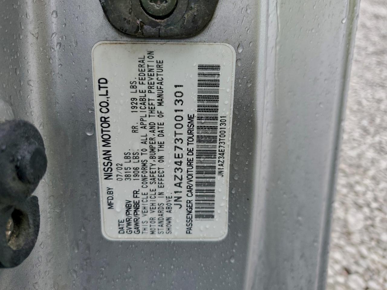 2003 Nissan 350Z Coupe VIN: JN1AZ34E73T001301 Lot: 93243425