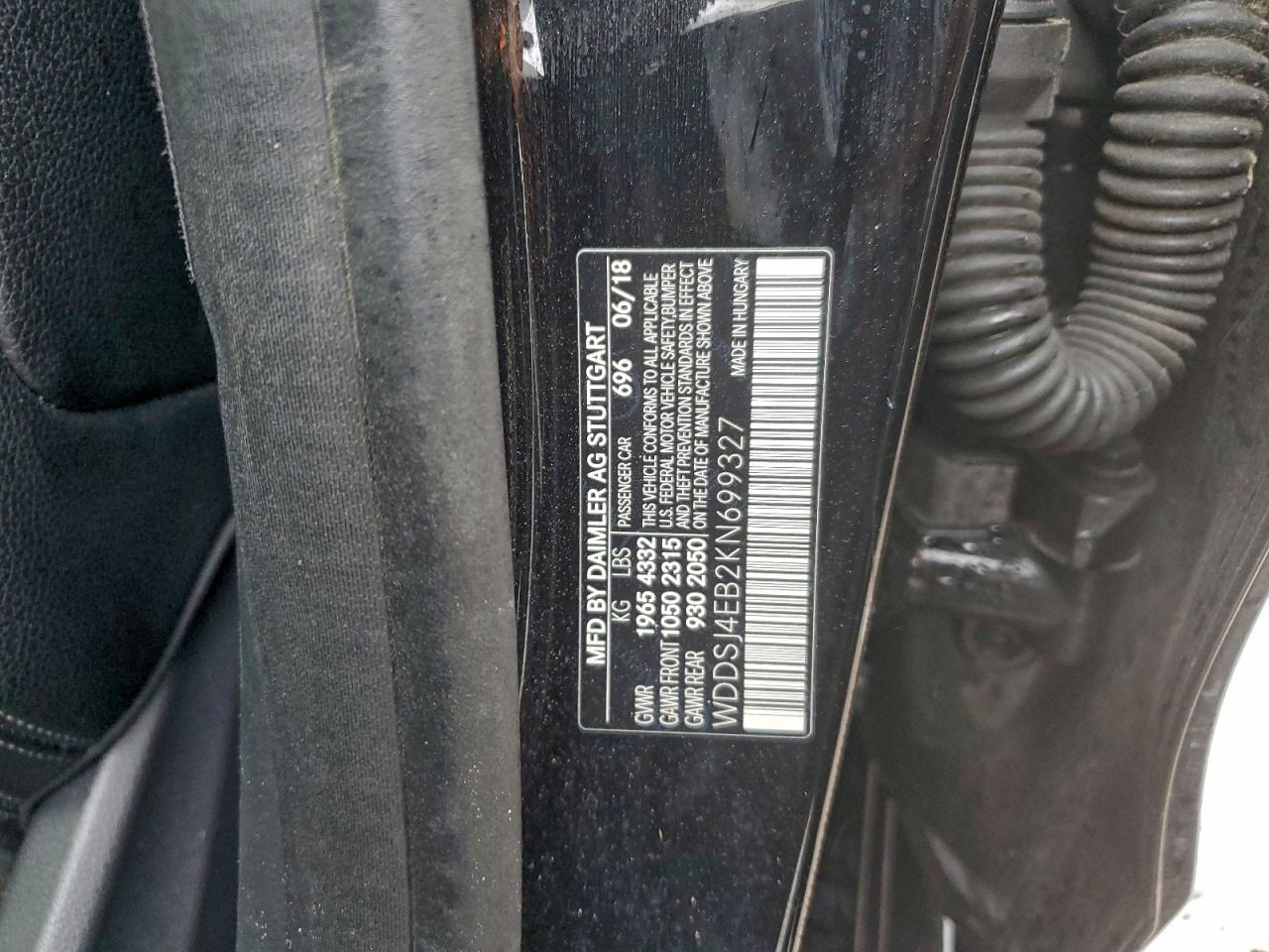 2019 Mercedes-Benz Cla 250 VIN: WDDSJ4EB2KN699327 Lot: 94145555