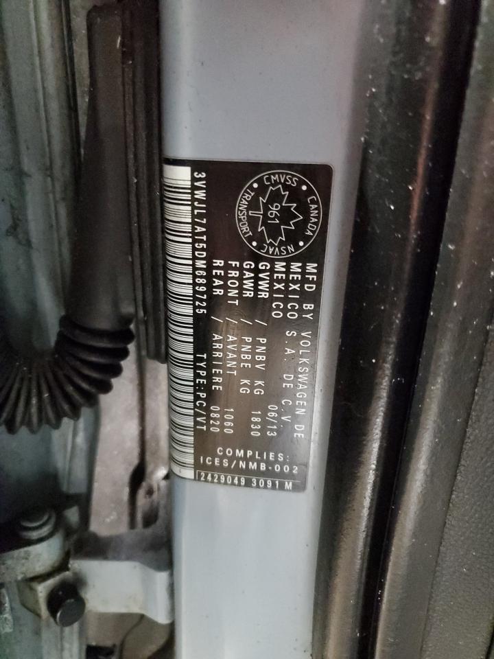 2013 Volkswagen Beetle VIN: 3VWJL7AT5DM689725 Lot: 90521205