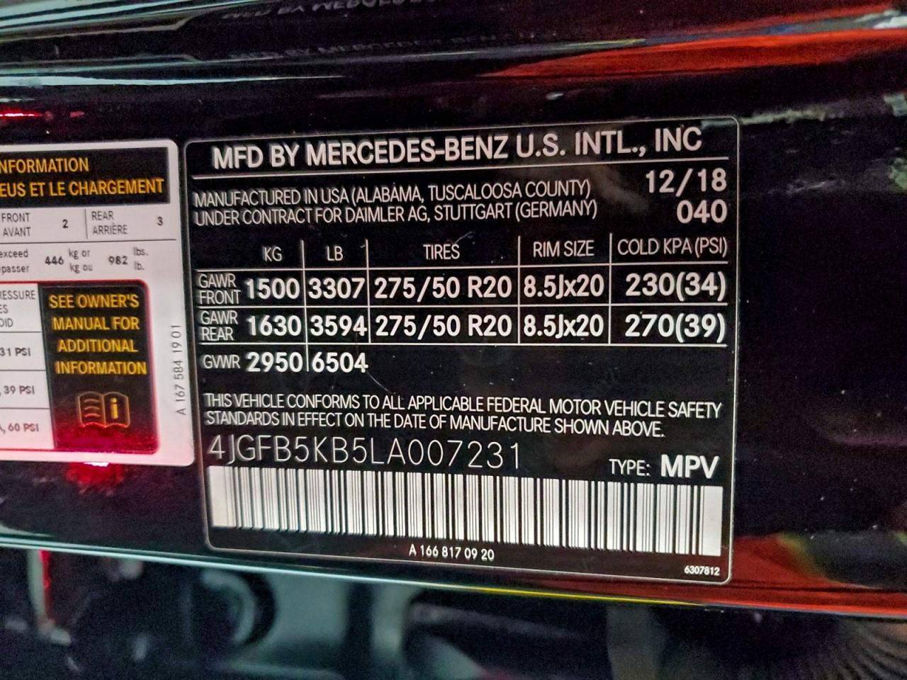 2020 Mercedes-Benz Gle 450 4Matic VIN: 4JGFB5KB5LA007231 Lot: 93899945