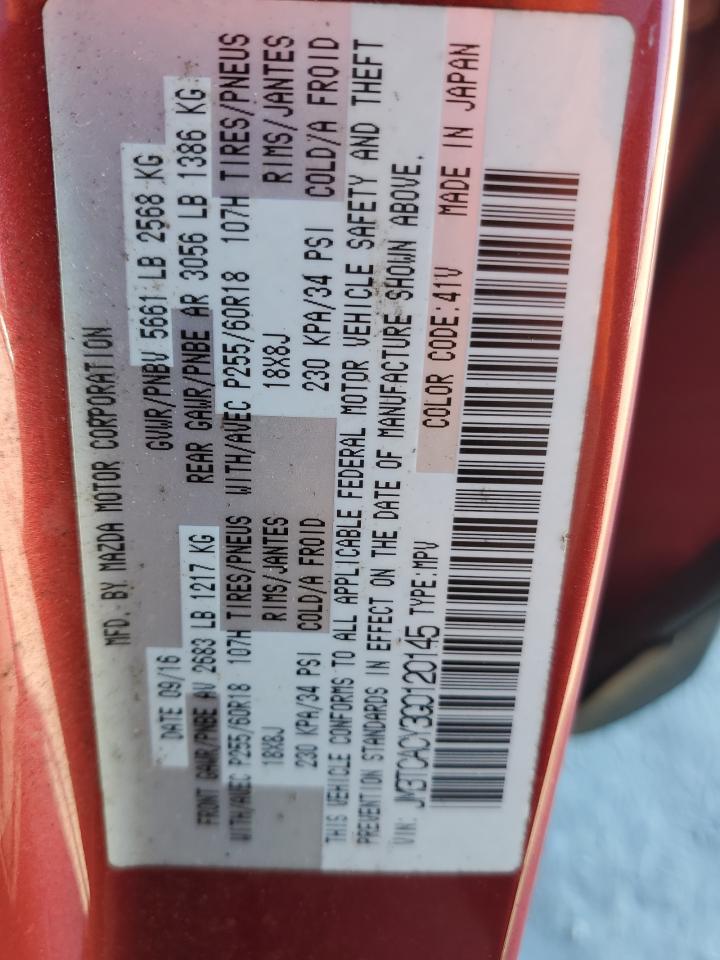 2016 Mazda Cx-9 Touring VIN: JM3TCACY3G0120145 Lot: 91245485