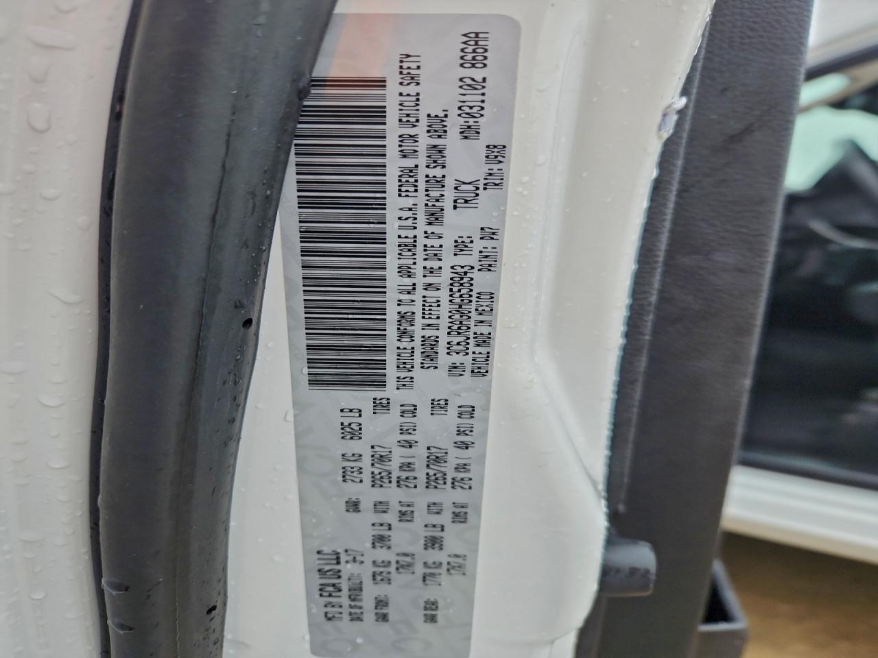 2017 Ram 1500 St VIN: 3C6JR6AG0HG658943 Lot: 93324615