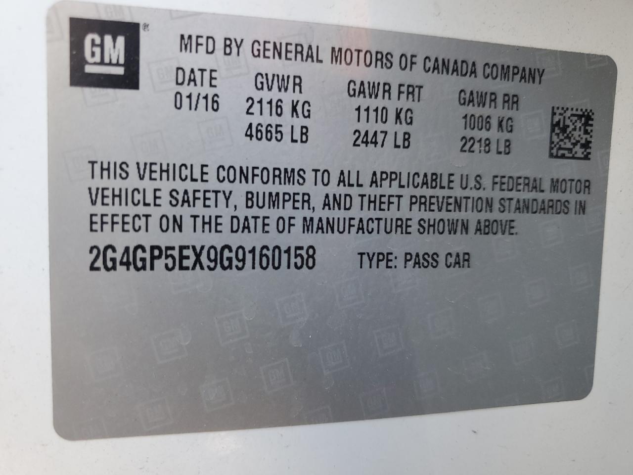 2016 Buick Regal Premium VIN: 2G4GP5EX9G9160158 Lot: 91690185