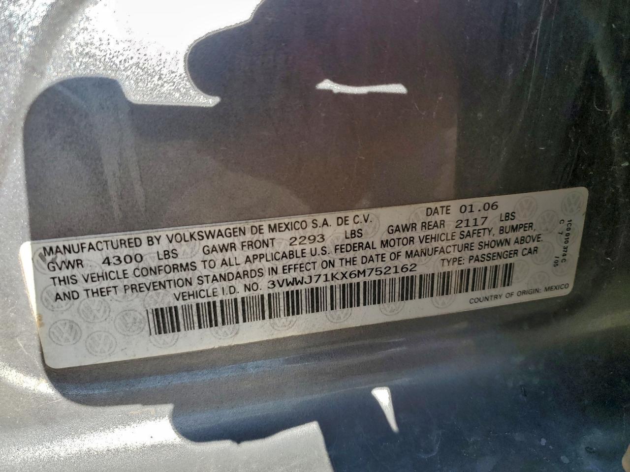 2006 Volkswagen Jetta Gli Option Package 1 VIN: 3VWWJ71KX6M752162 Lot: 93956075