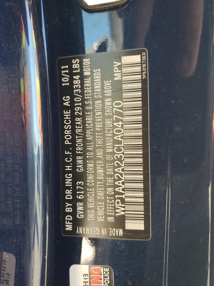 2012 Porsche Cayenne VIN: WP1AA2A23CLA04770 Lot: 92528415