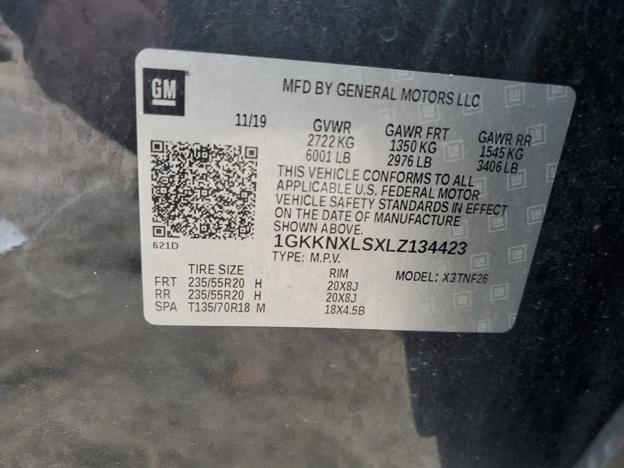 2020 GMC Acadia Denali VIN: 1GKKNXLSXLZ134423 Lot: 93438235