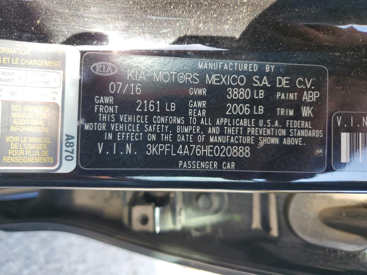 2017 Kia Forte Lx VIN: 3KPFL4A76HE020888 Lot: 91737435