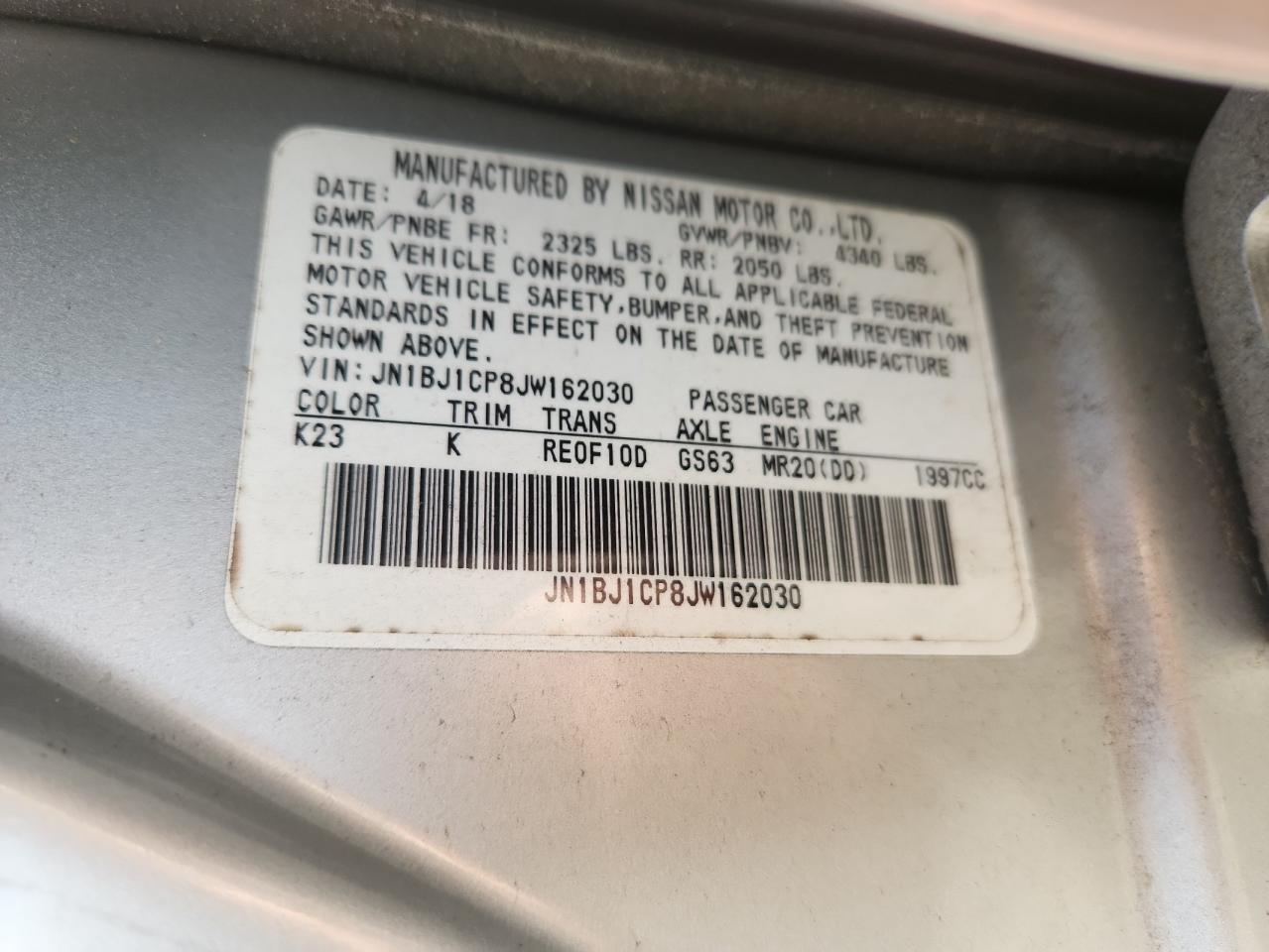 2018 Nissan Rogue Sport S VIN: JN1BJ1CP8JW162030 Lot: 93012515