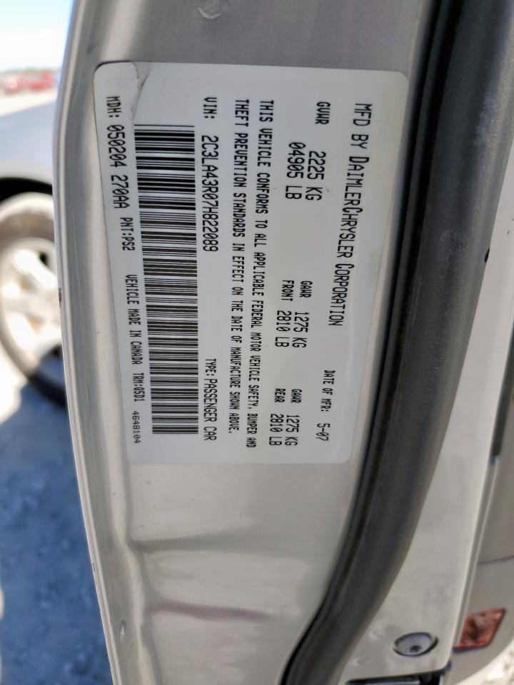 2007 Chrysler 300 VIN: 2C3LA43R07H822089 Lot: 92186885