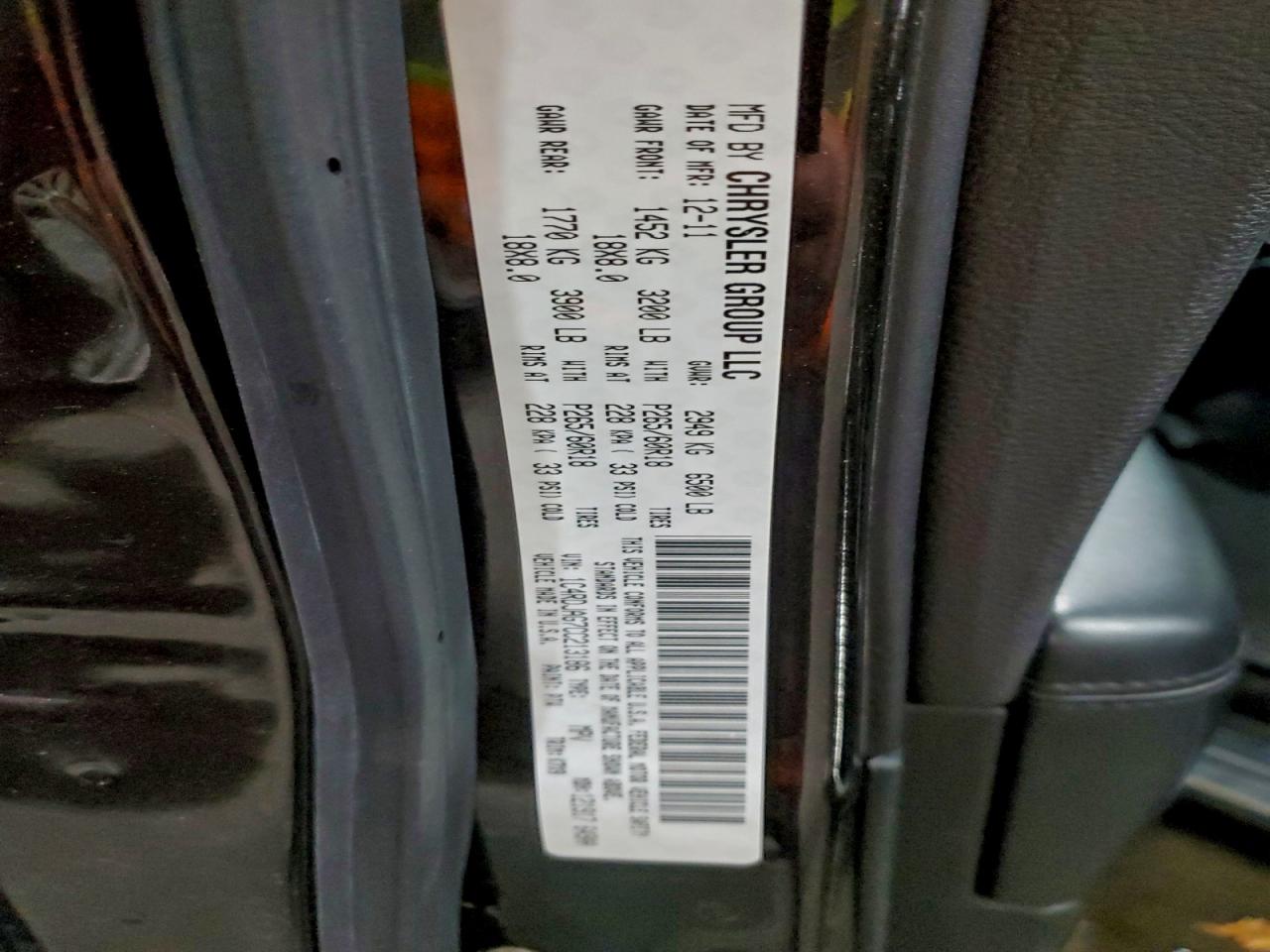 2012 Dodge Durango Sxt VIN: 1C4RDJAG7CC213186 Lot: 94279505