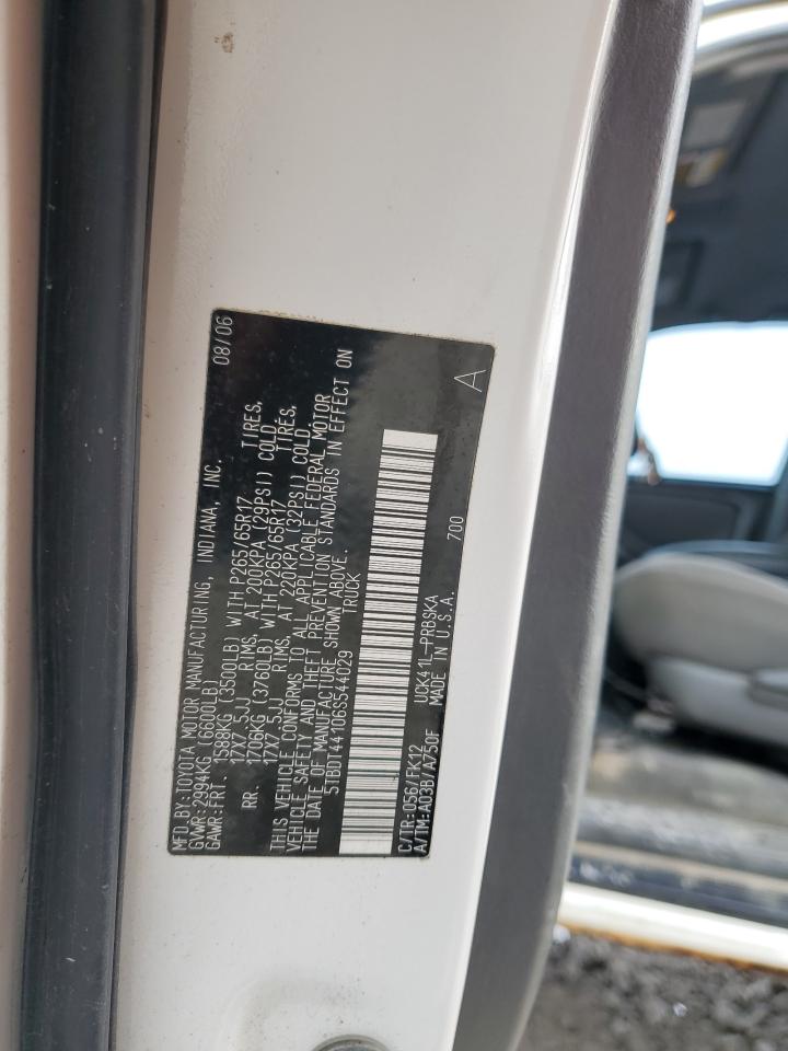 2006 Toyota Tundra Double Cab Sr5 VIN: 5TBDT44106S544029 Lot: 93484865