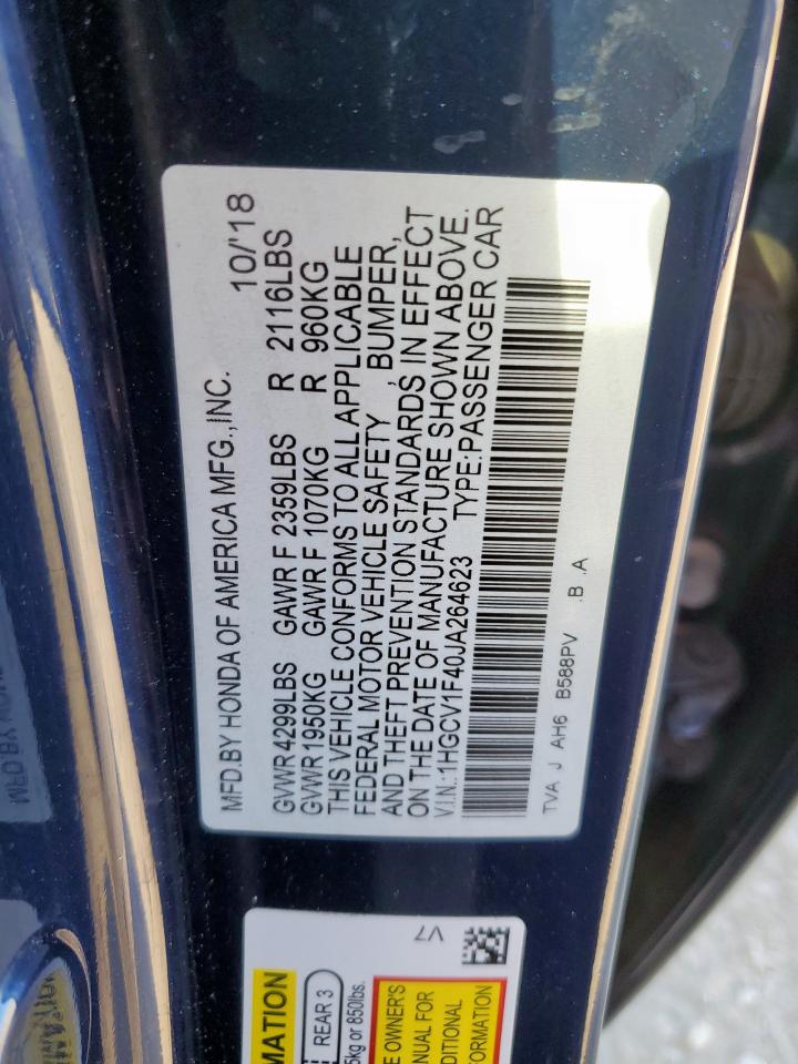 2018 Honda Accord Ex VIN: 1HGCV1F40JA264623 Lot: 92929095
