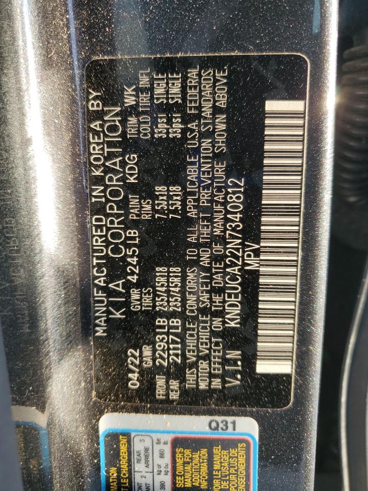 2022 Kia Seltos Nightfall VIN: KNDEUCA22N7340812 Lot: 93271215