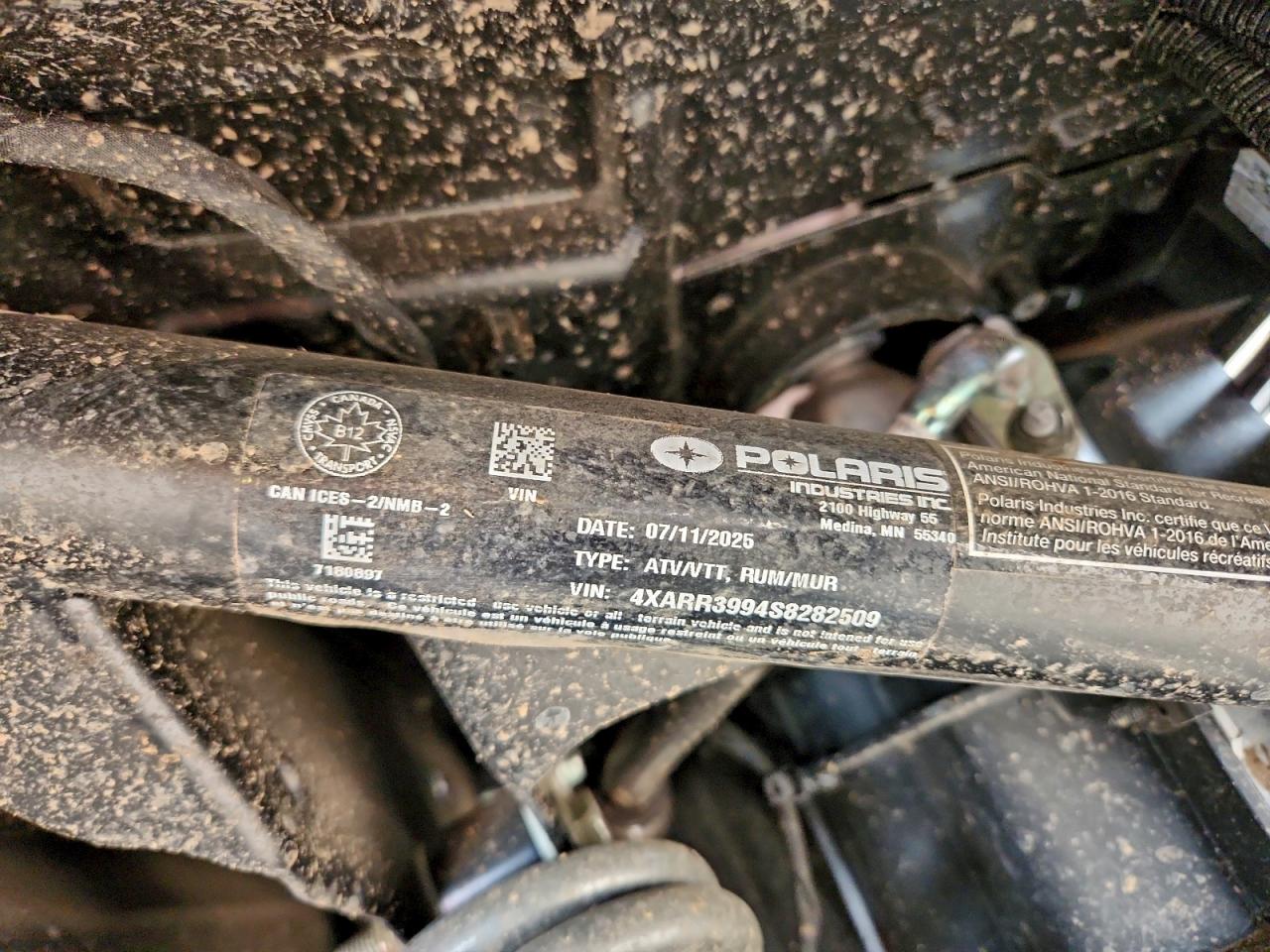 2025 Polaris Ranger Xp 1000 Northstar Edition VIN: 4XARR3994S8282509 Lot: 93527355