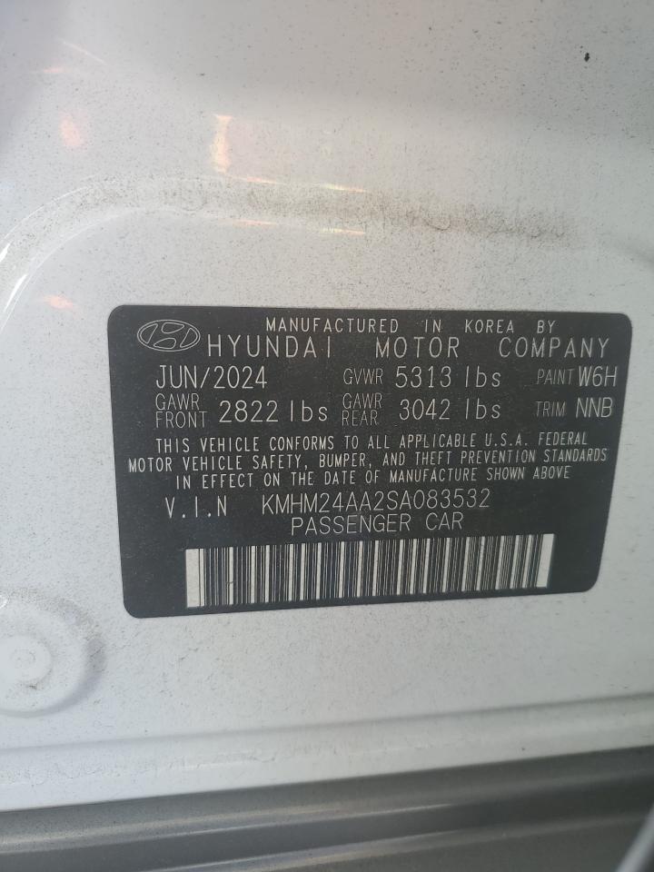 2025 Hyundai Ioniq 6 Se VIN: KMHM24AA2SA083532 Lot: 92021175