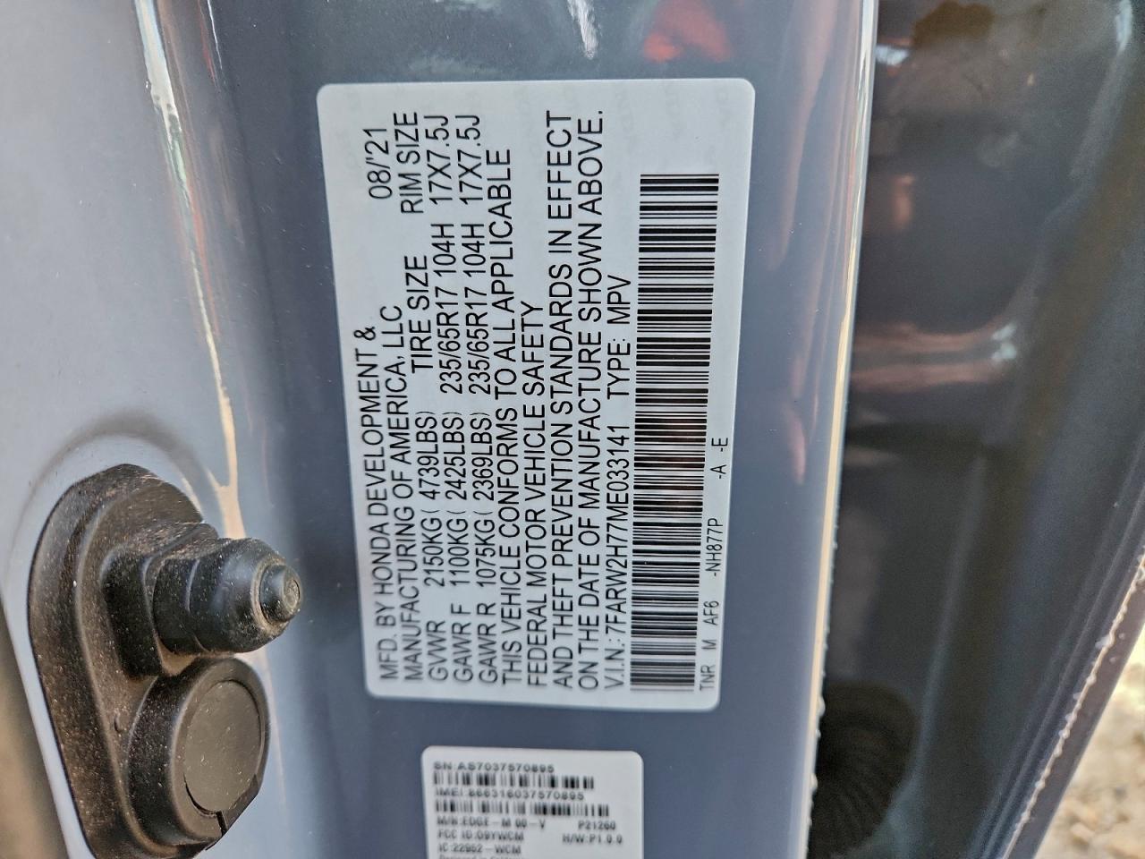 2021 Honda Cr-V Se VIN: 7FARW2H77ME033141 Lot: 94126175