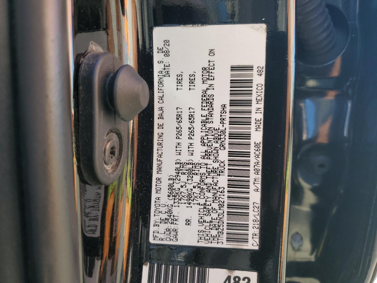 2020 Toyota Tacoma Double Cab VIN: 3TMBZ5DN3LM027163 Lot: 91645835