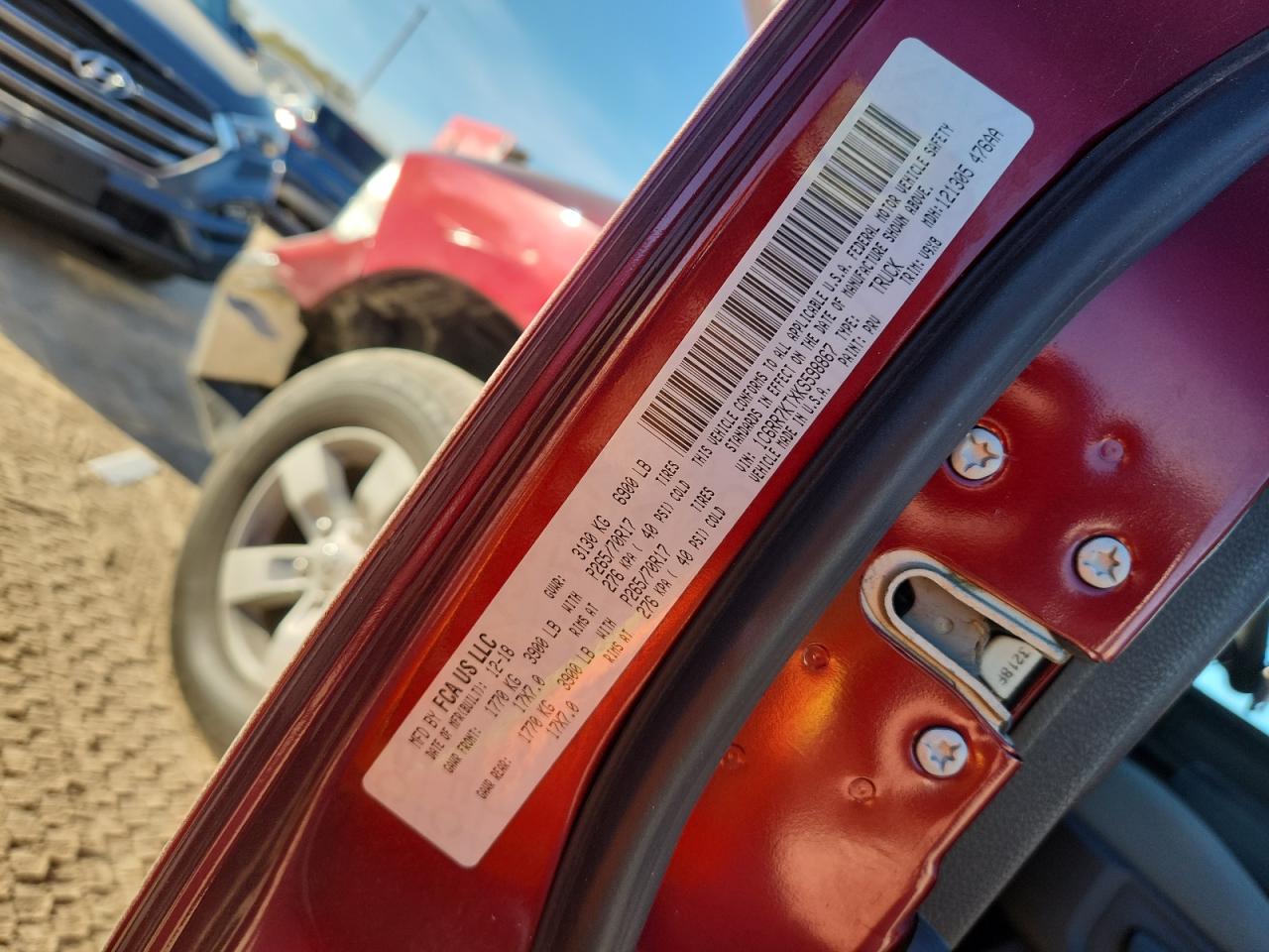 2019 Ram 1500 Classic Tradesman VIN: 1C6RR7KTXKS598867 Lot: 90021405