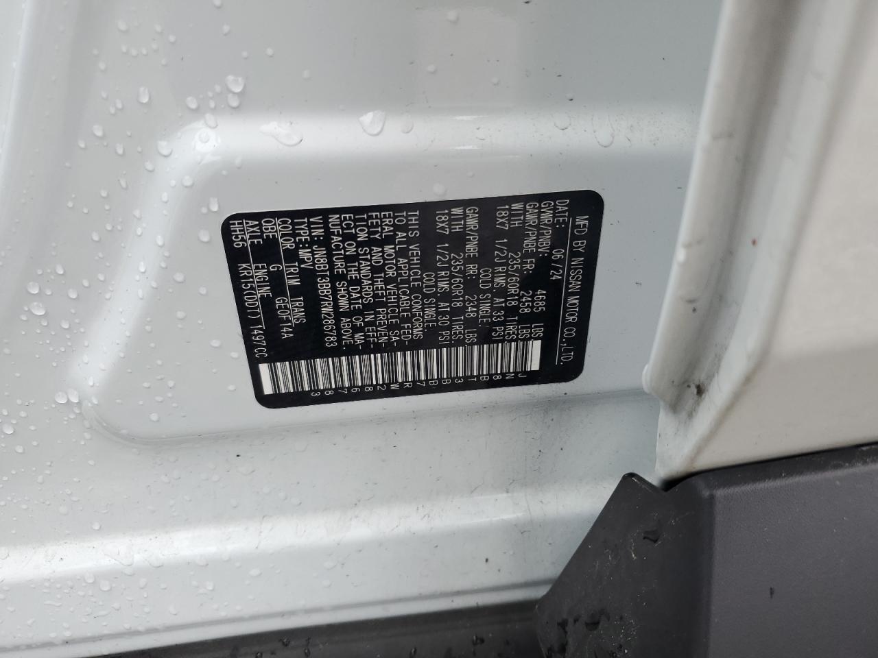 2024 Nissan Rogue Sv VIN: JN8BT3BB7RW286783 Lot: 93720125