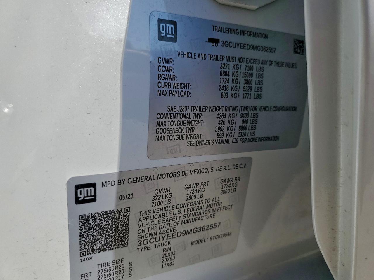 2021 Chevrolet Silverado K1500 Rst VIN: 3GCUYEED9MG362557 Lot: 91920035