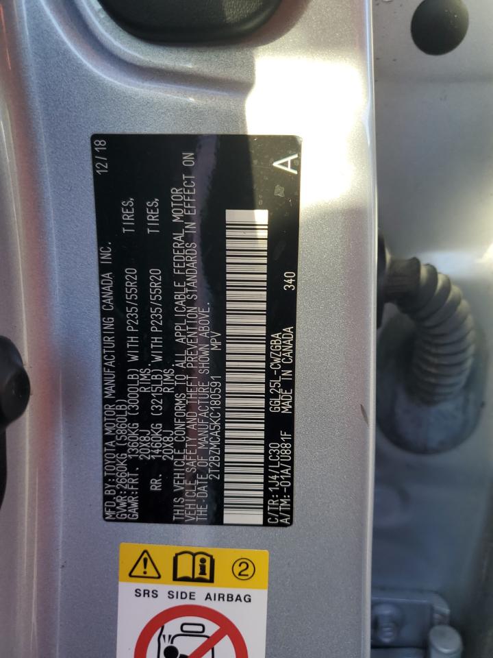 2019 Lexus Rx 350 Base VIN: 2T2BZMCA5KC180591 Lot: 92583045