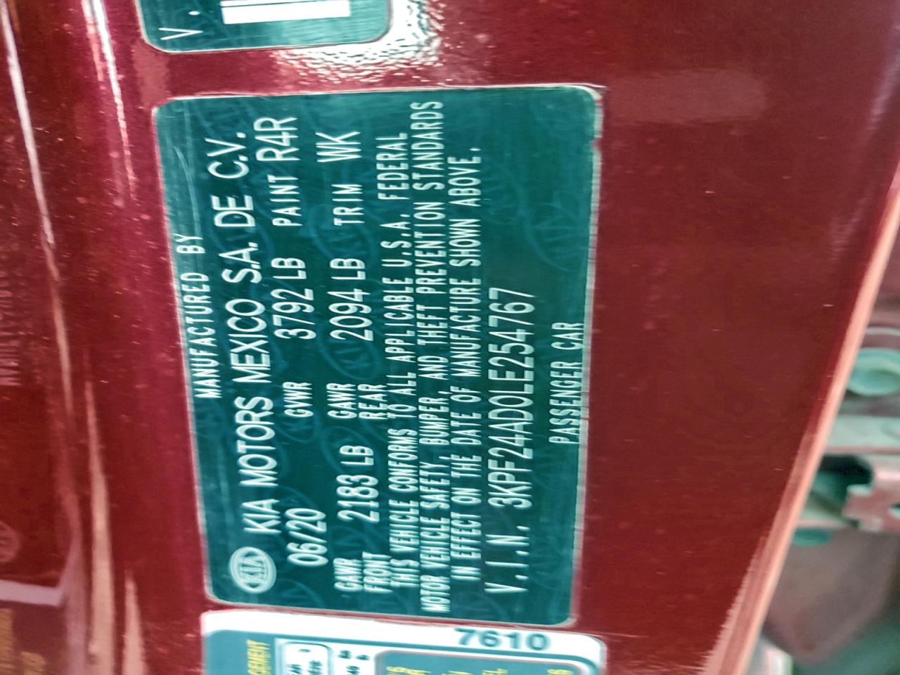 2020 Kia Forte Fe VIN: 3KPF24AD0LE254767 Lot: 94407505