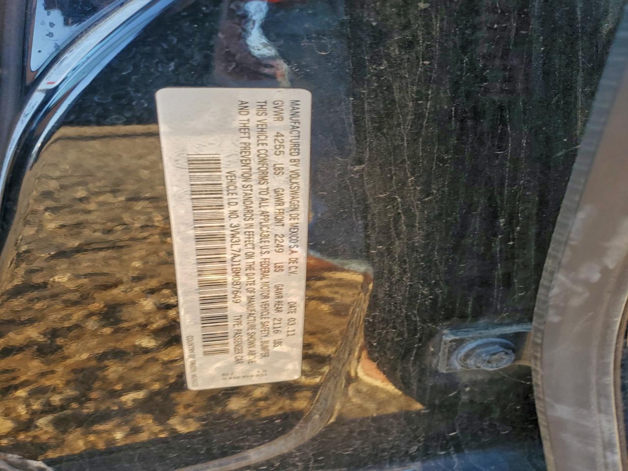 2012 Volkswagen Jetta Tdi VIN: 3VW3L7AJ1BM087649 Lot: 93629745